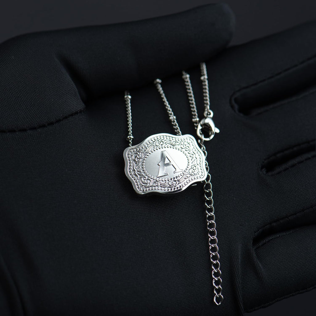 Dainty Belt Buckle Letter Initial Necklaces — product detail