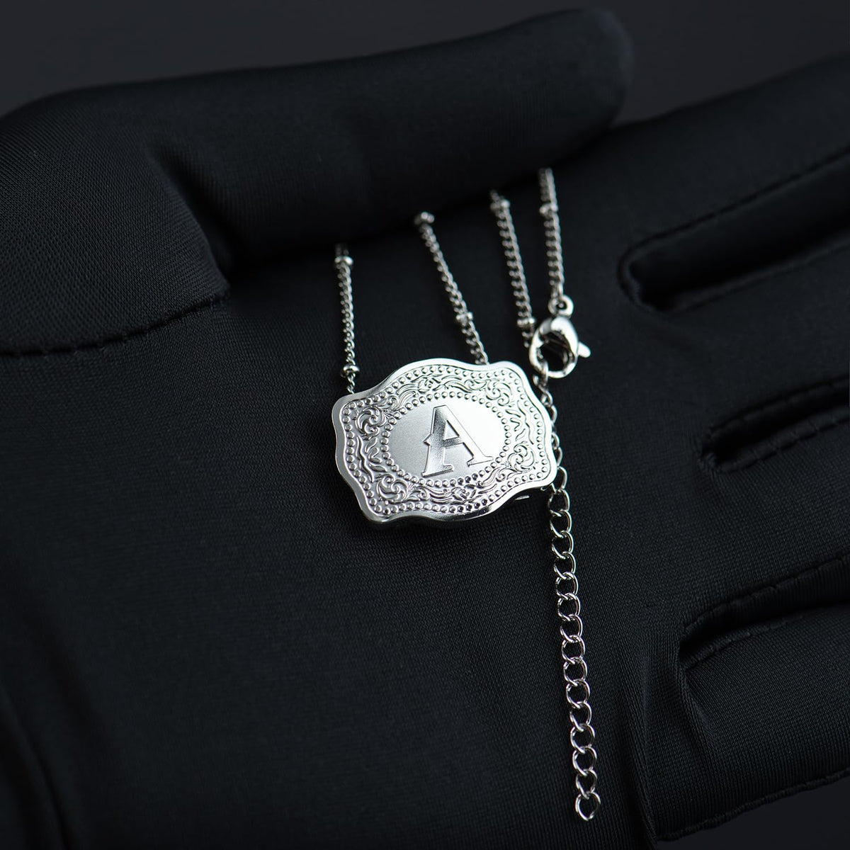 Dainty Belt Buckle Letter Initial Necklaces — product detail