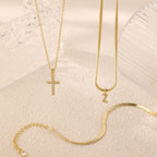 3pc 14k Diamond Accented Initial & Cross Necklace Set — product detail