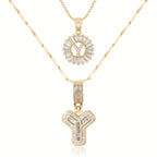 2pc 14k Sparkling Letter Initial Necklaces — product detail