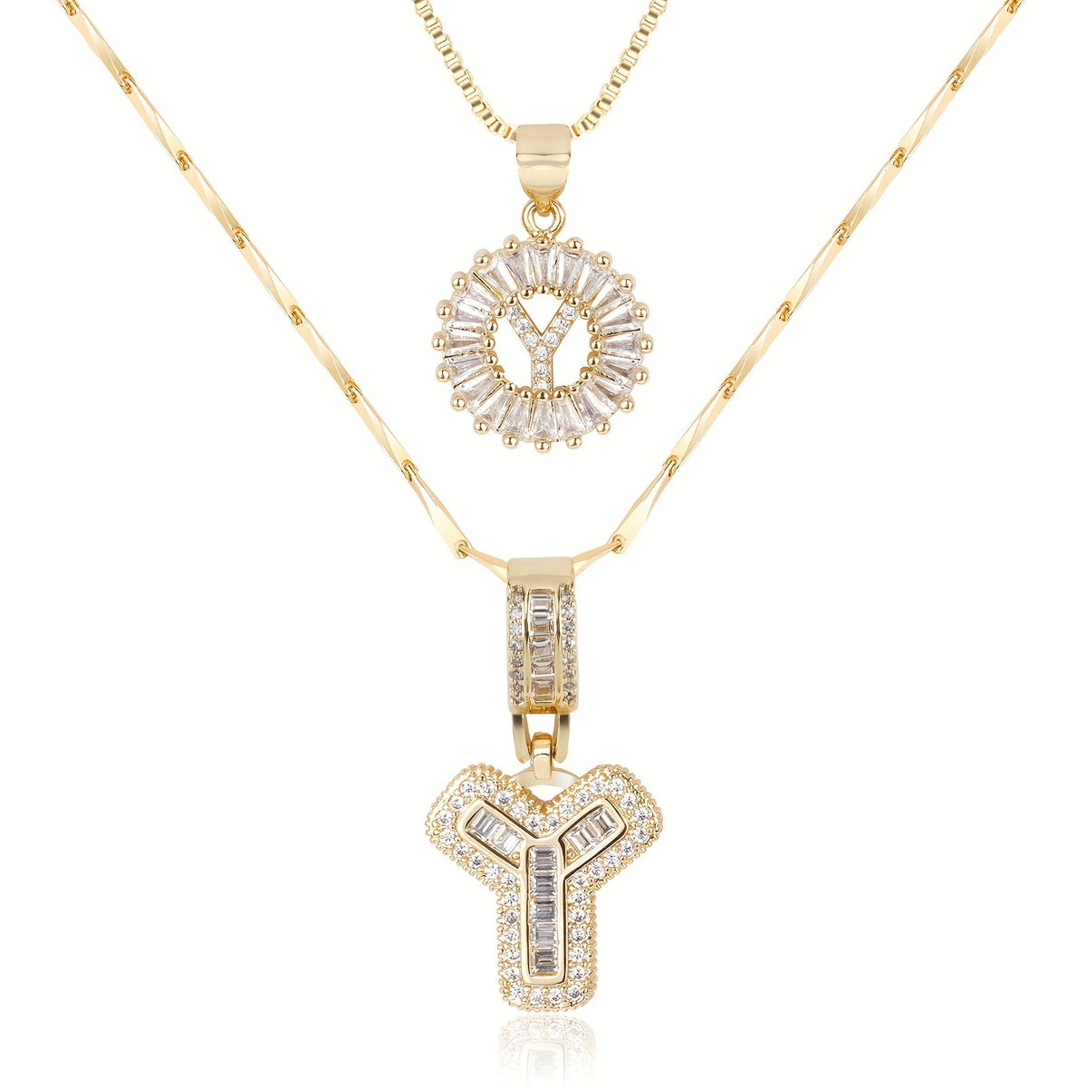 2pc 14k Sparkling Letter Initial Necklaces — product detail