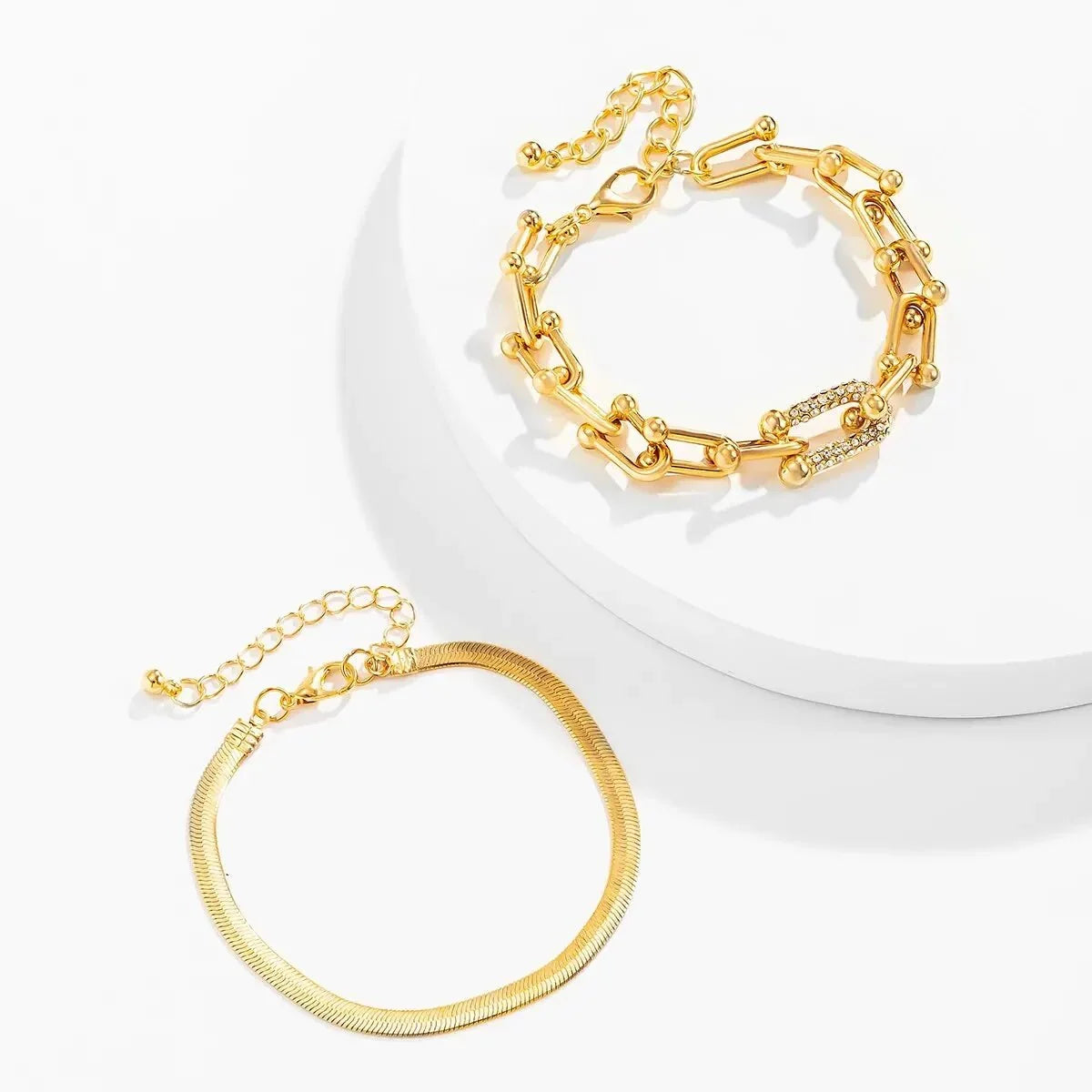 2pc Statement Chain Lock & Herringbone Bracelet — product detail