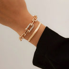 2pc Statement Chain Lock & Herringbone Bracelet — product detail