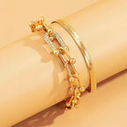 2pc Statement Chain Lock & Herringbone Bracelet — product detail