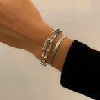 2pc Statement Chain Lock & Herringbone Bracelet — product detail
