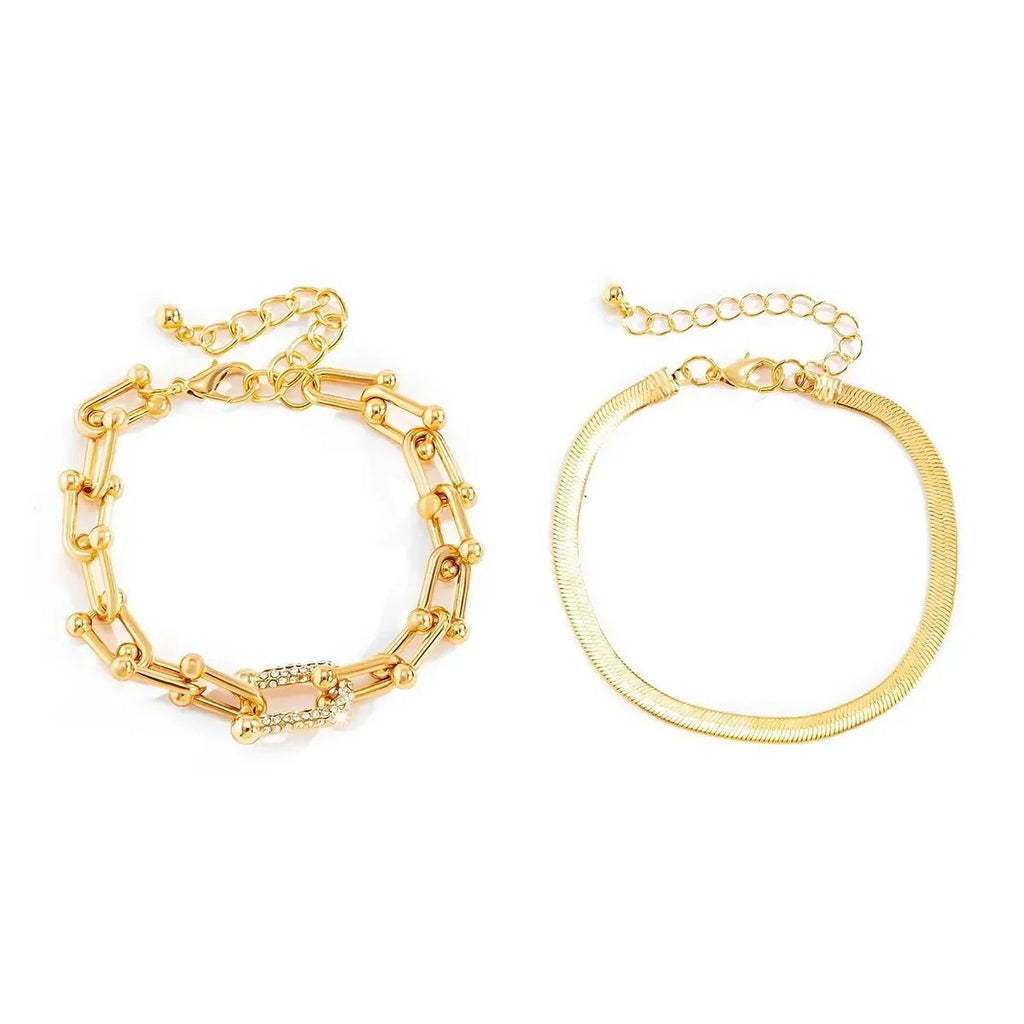 2pc Statement Chain Lock & Herringbone Bracelet — product detail