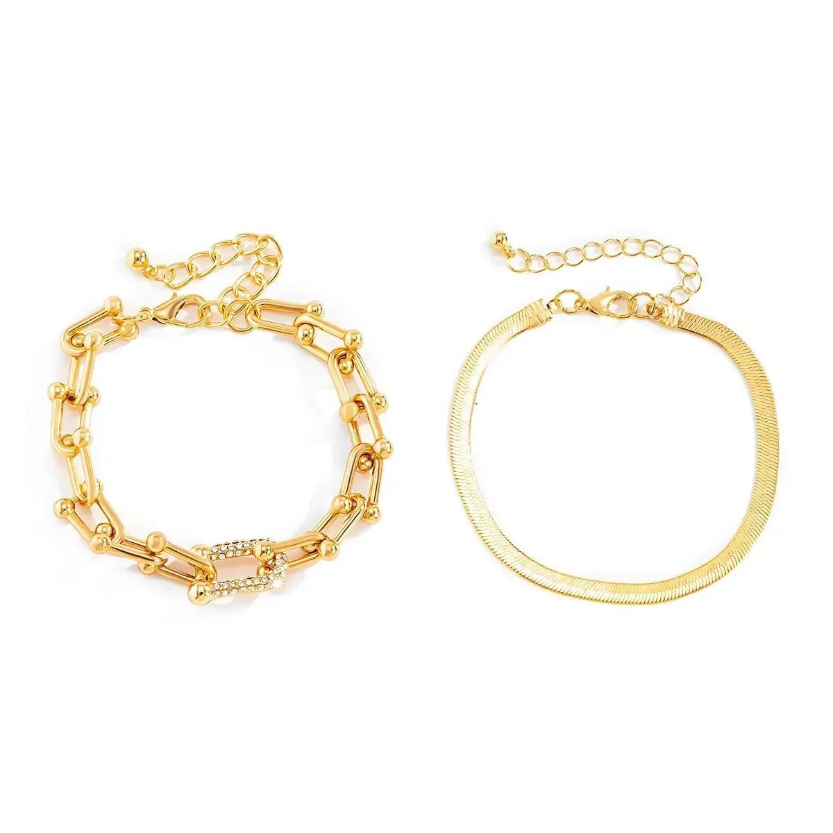2pc Statement Chain Lock & Herringbone Bracelet — product detail