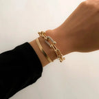 2pc Statement Chain Lock & Herringbone Bracelet — product detail