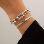 2pc Statement Chain Lock & Herringbone Bracelet — product detail