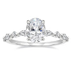 S925 3CT Elegant Oval Set Moissanite Accented Band Ring — product detail