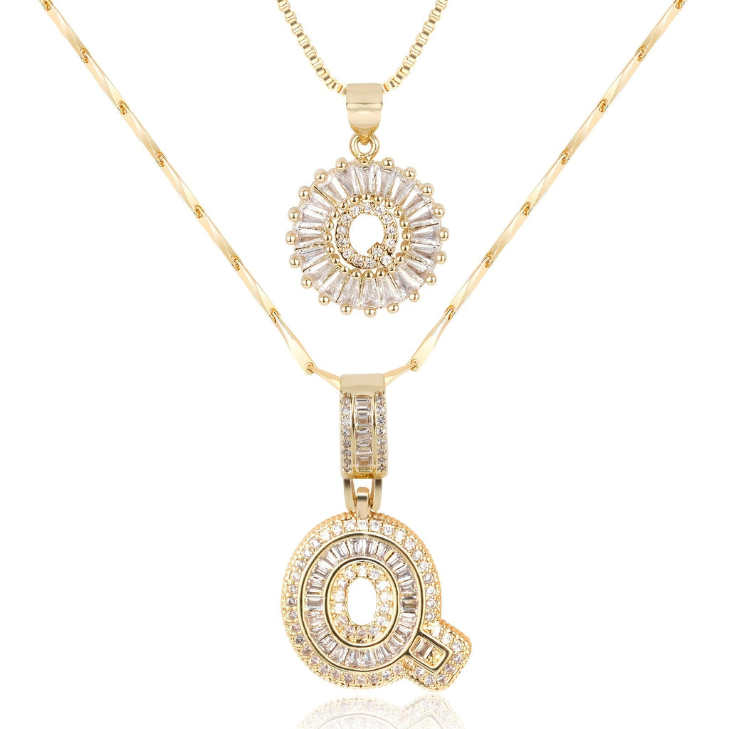 2pc 14k Sparkling Letter Initial Necklaces — product detail