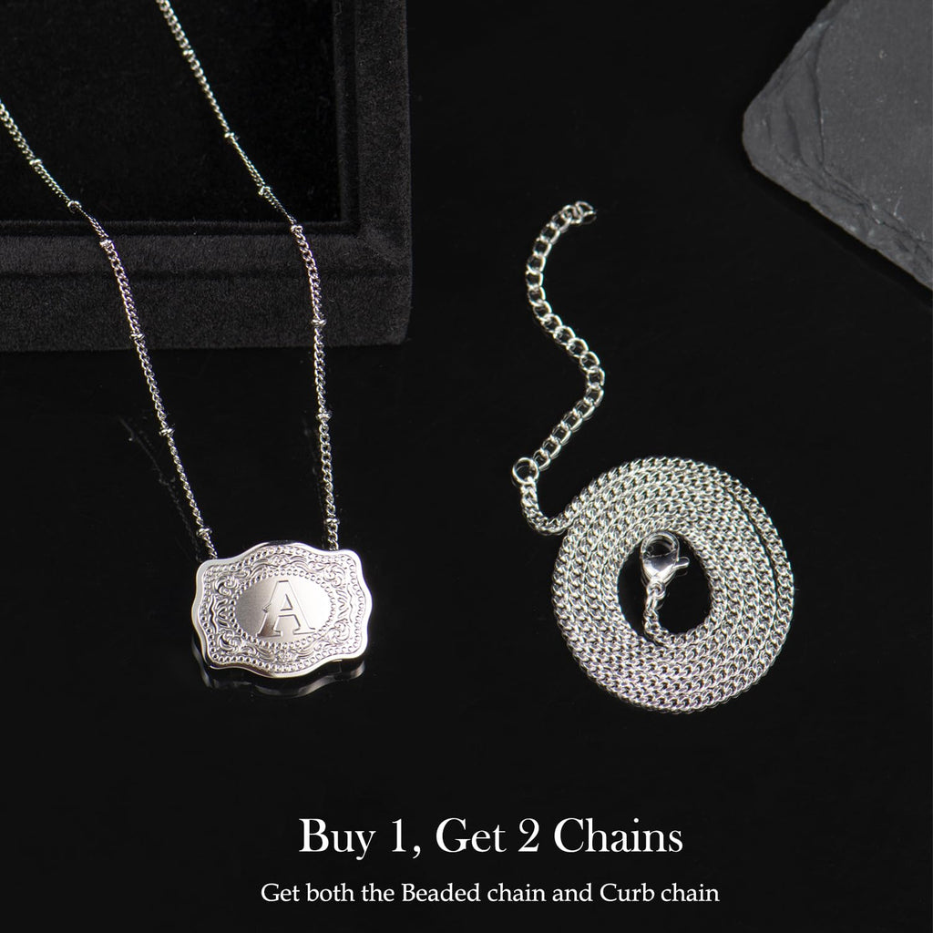 Dainty Belt Buckle Letter Initial Necklaces — product detail
