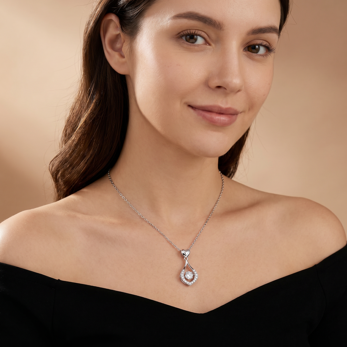 S925 Heart Sparkling Teardrop Necklace — product detail