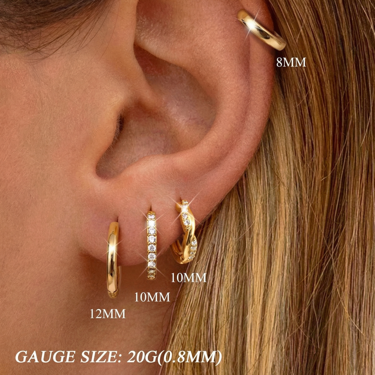 8pc Classic Huggie Hoop Earrings Set — product detail