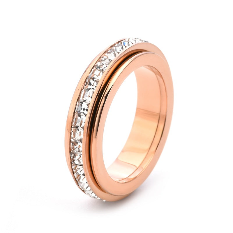 Simulated Sparkling Accented Rotating Anxiety Relief Ring — product detail