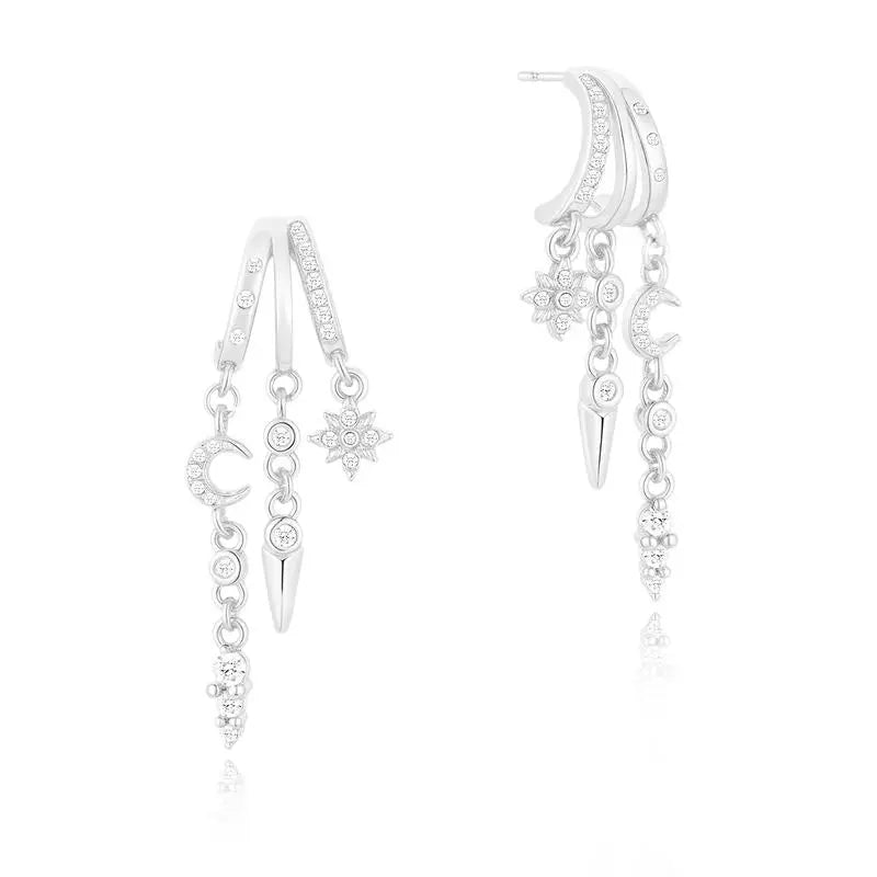 14k Triple Huggie Dangle Earrings Pair — product detail