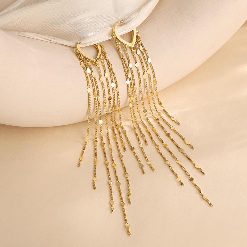 14k Tassel Chain Hoop Earrings — product detail