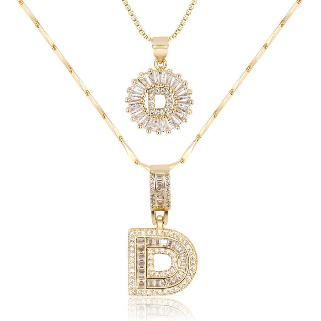 2pc 14k Sparkling Letter Initial Necklaces — product detail