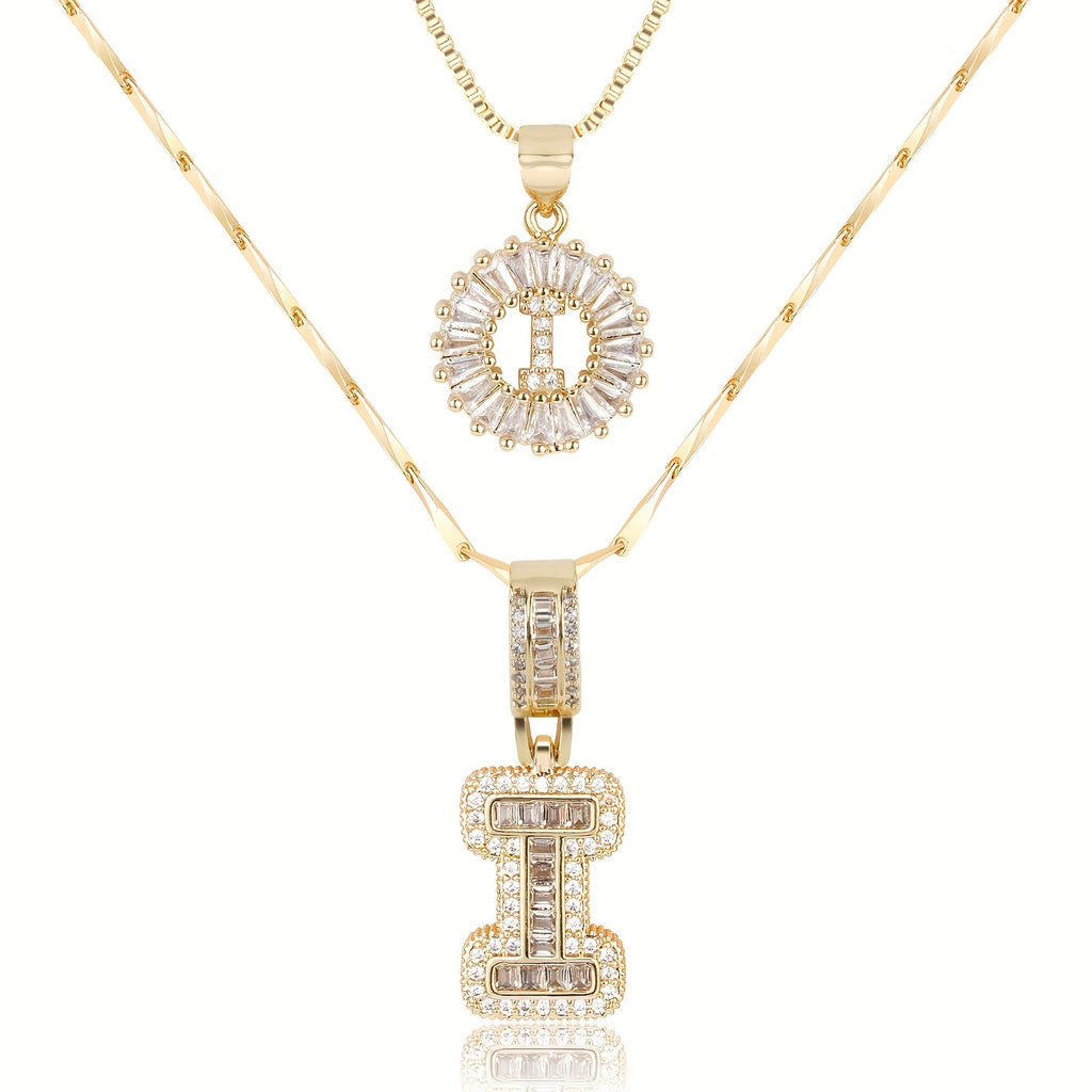 2pc 14k Sparkling Letter Initial Necklaces — product detail