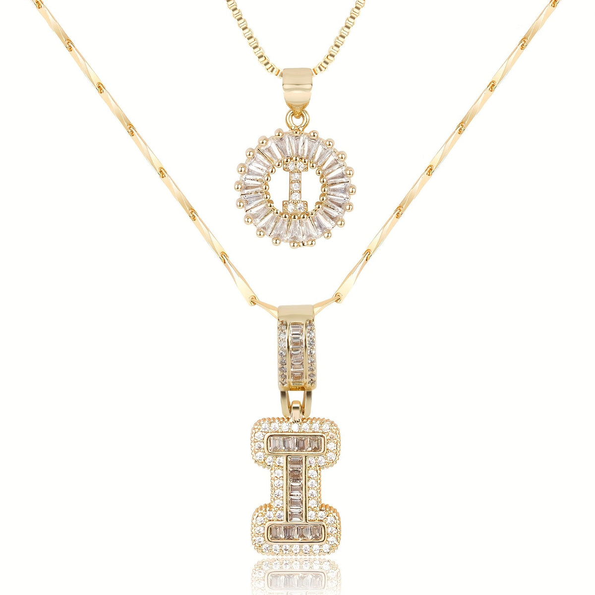 2pc 14k Sparkling Letter Initial Necklaces — product detail