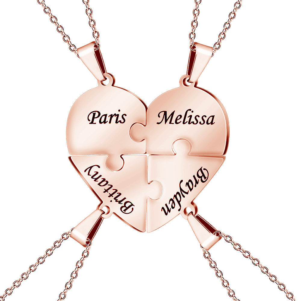 Personalised Family Heart Puzzle Necklace — product detail