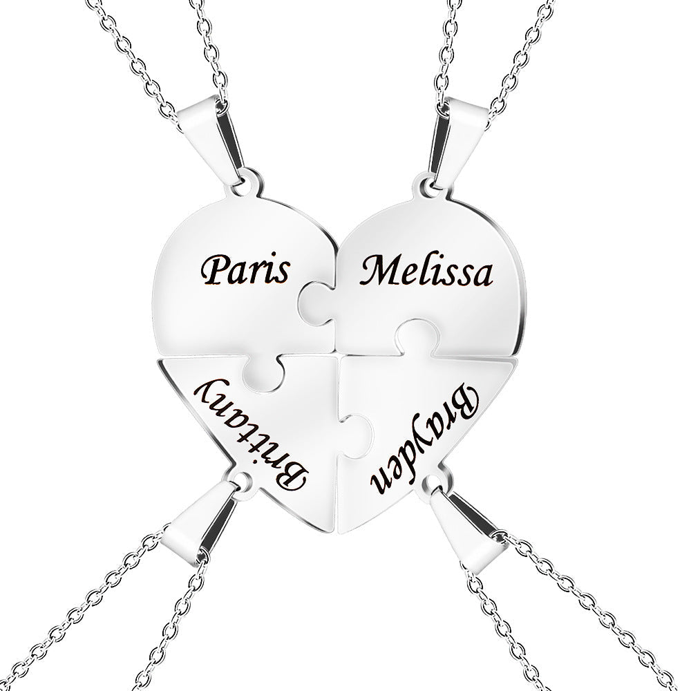 Personalised Family Heart Puzzle Necklace — product detail