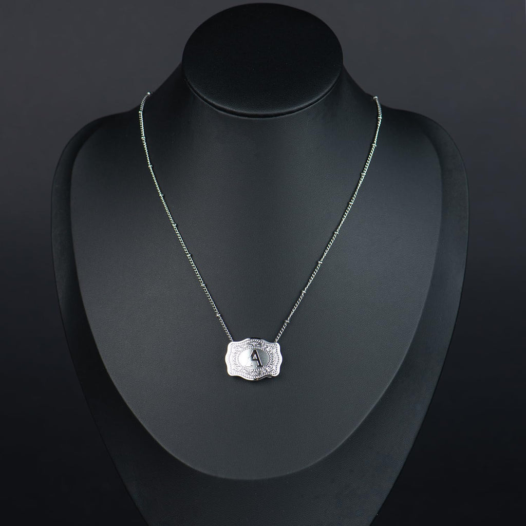 Dainty Belt Buckle Letter Initial Necklaces — product detail