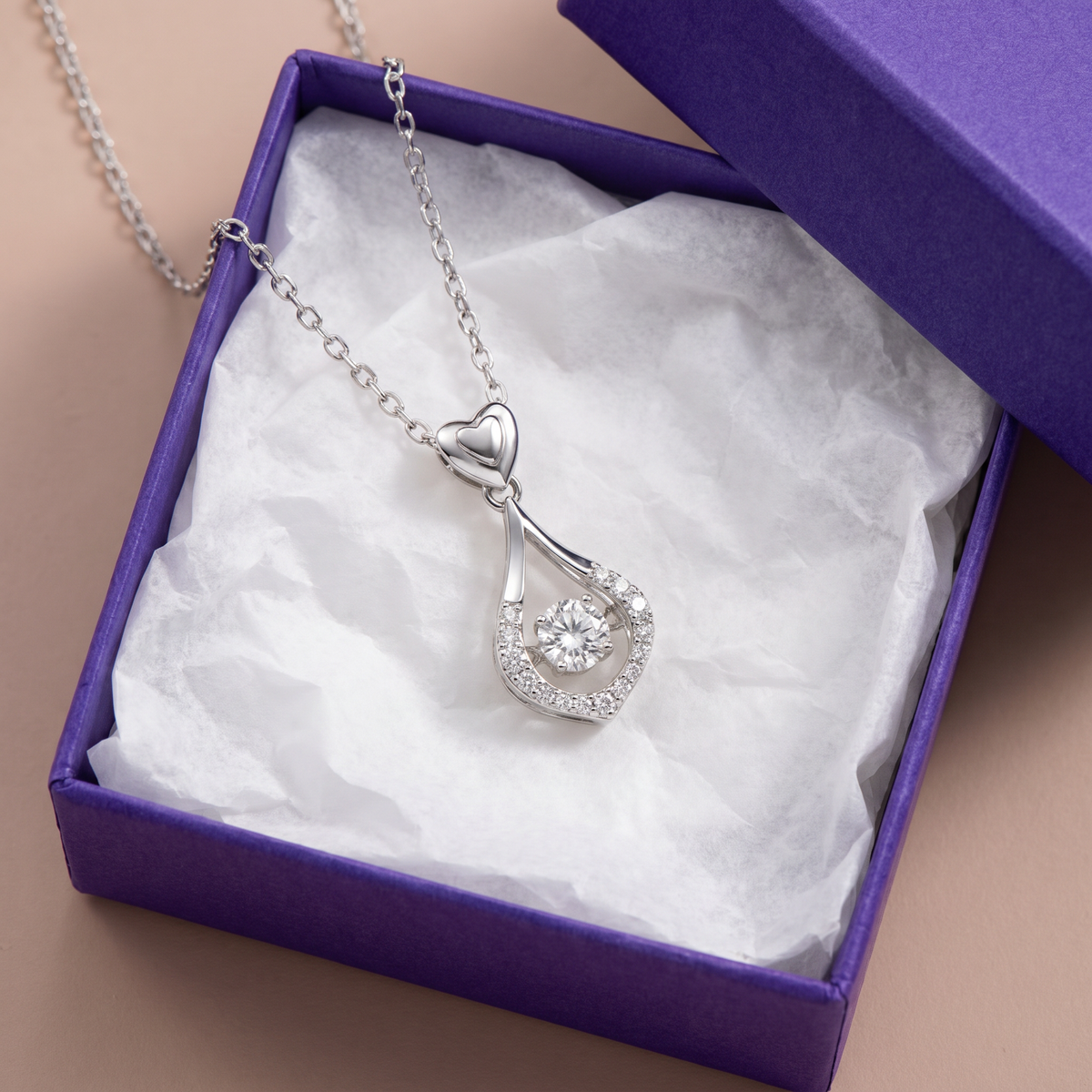 S925 Heart Sparkling Teardrop Necklace — product detail