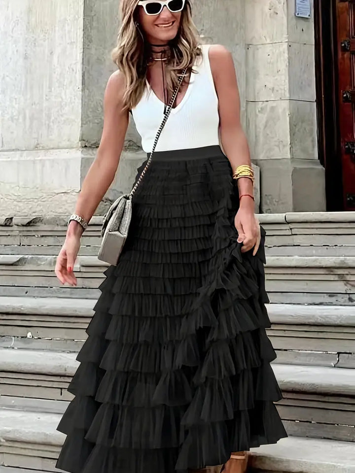 Cascade Layered Hem Skirt