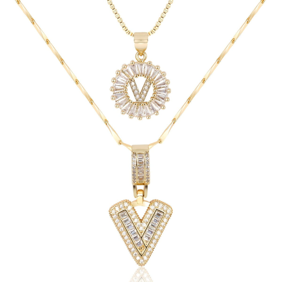 2pc 14k Sparkling Letter Initial Necklaces — product detail