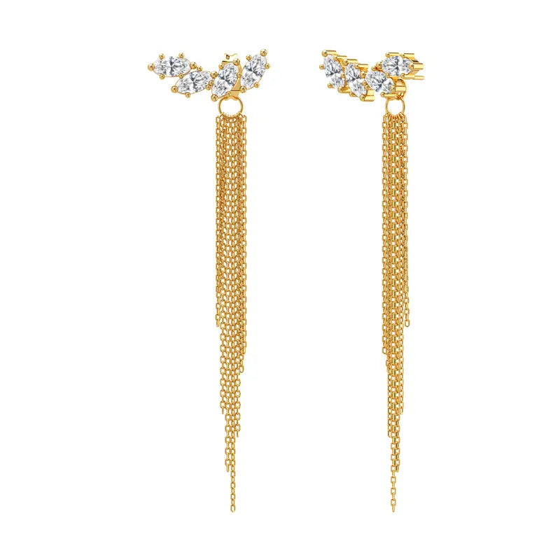 14k Tassel Chain Hoop Earrings — product detail