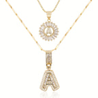 2pc 14k Sparkling Letter Initial Necklaces — product detail