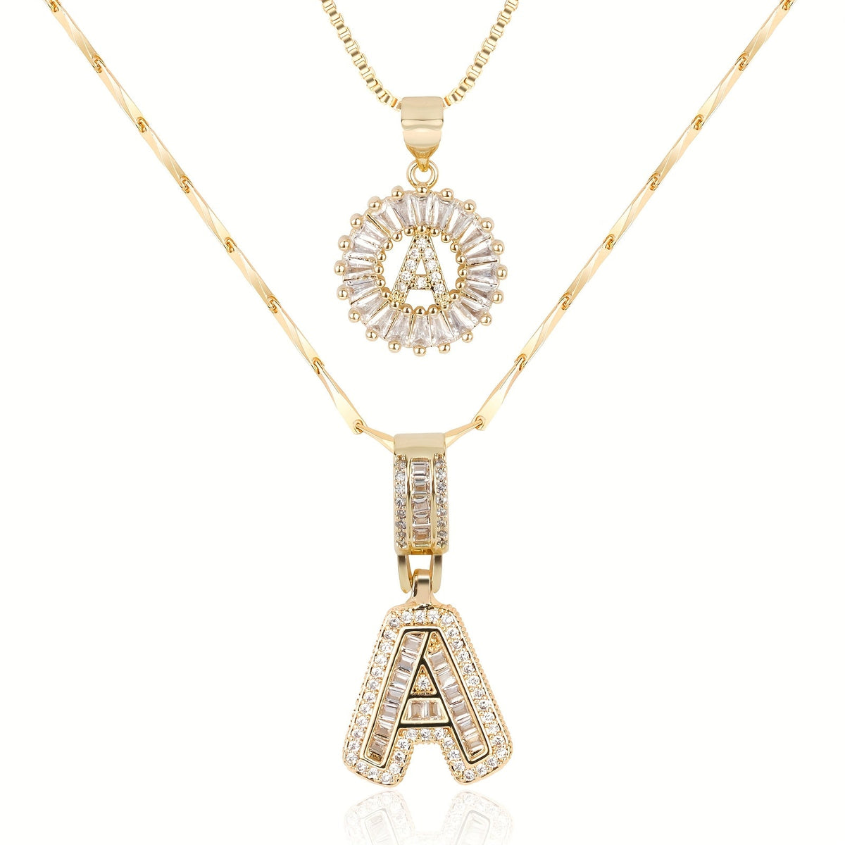 2pc 14k Sparkling Letter Initial Necklaces — product detail