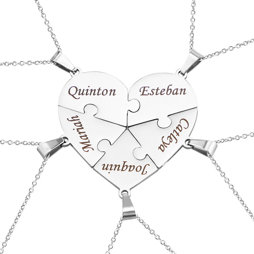 Personalised Family Heart Puzzle Necklace — product detail