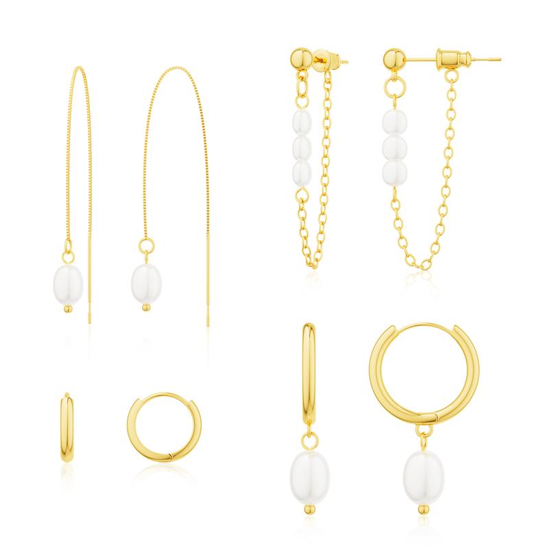 4 Pair Pearl Accented Earrings Set — product detail