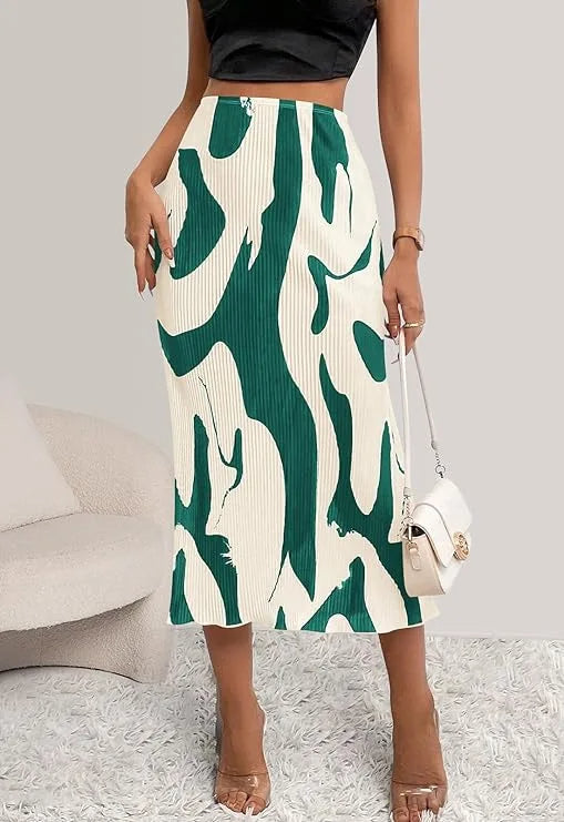 Abstract Edit Pleated Maxi Skirt