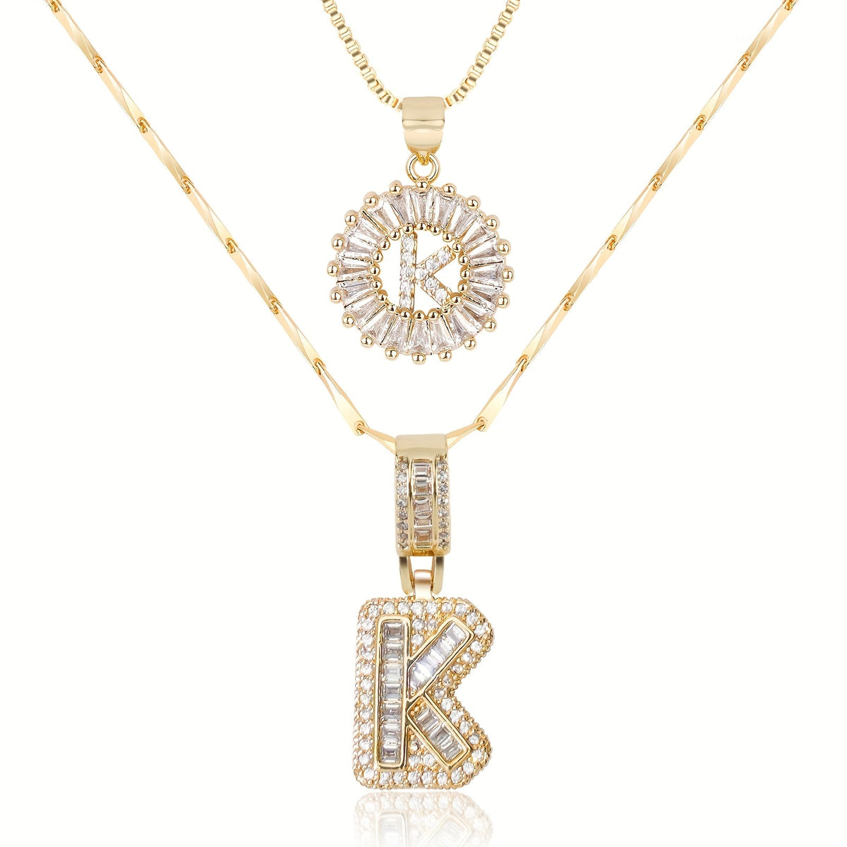 2pc 14k Sparkling Letter Initial Necklaces — product detail