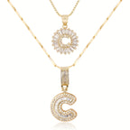 2pc 14k Sparkling Letter Initial Necklaces — product detail