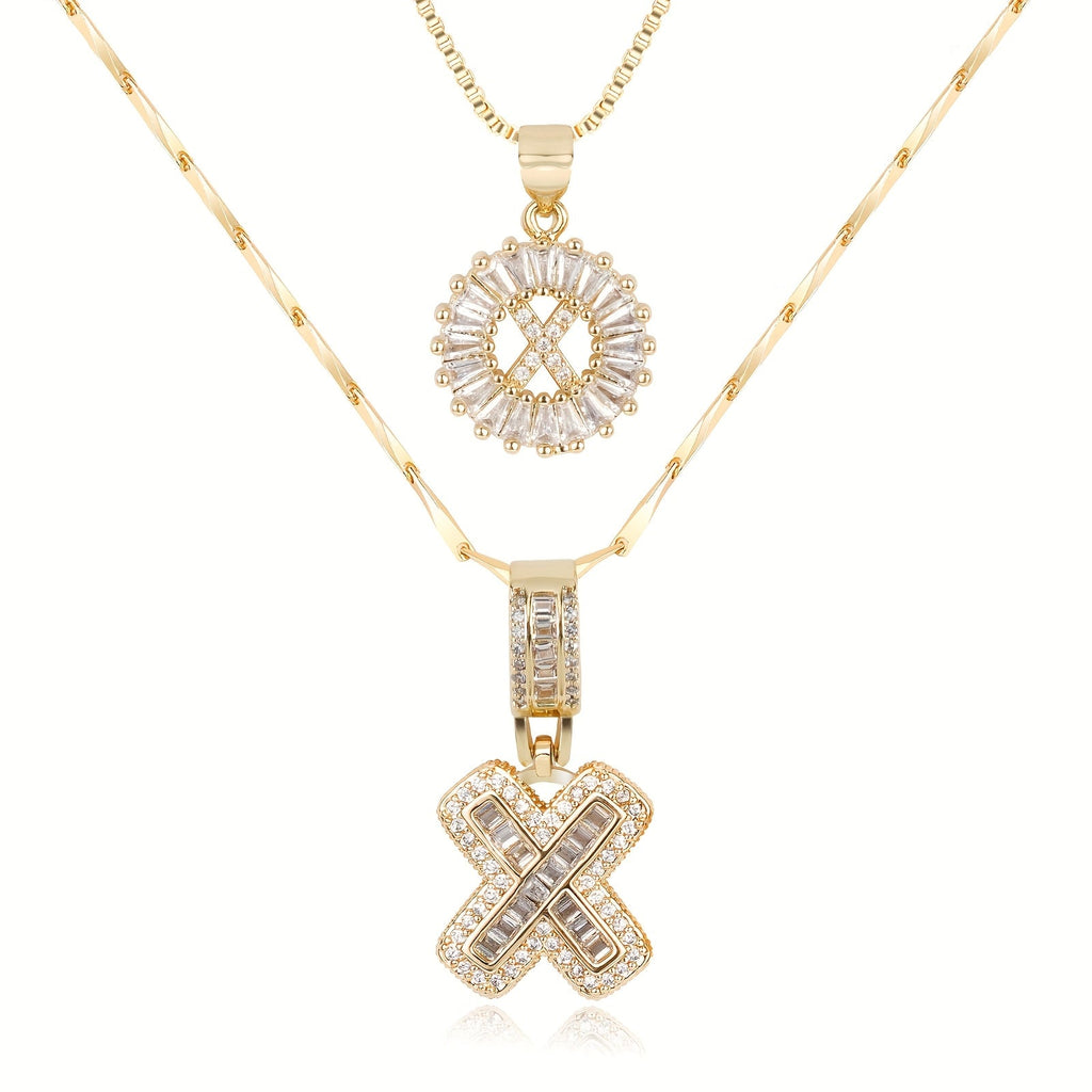 2pc 14k Sparkling Letter Initial Necklaces — product detail
