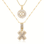 2pc 14k Sparkling Letter Initial Necklaces — product detail