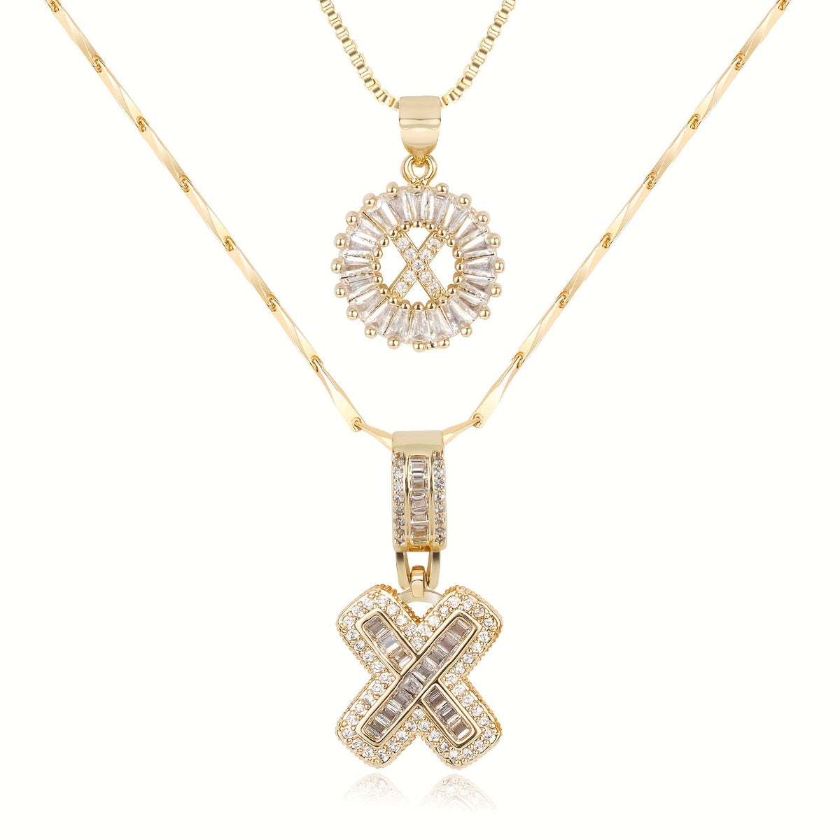 2pc 14k Sparkling Letter Initial Necklaces — product detail