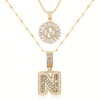2pc 14k Sparkling Letter Initial Necklaces — product detail