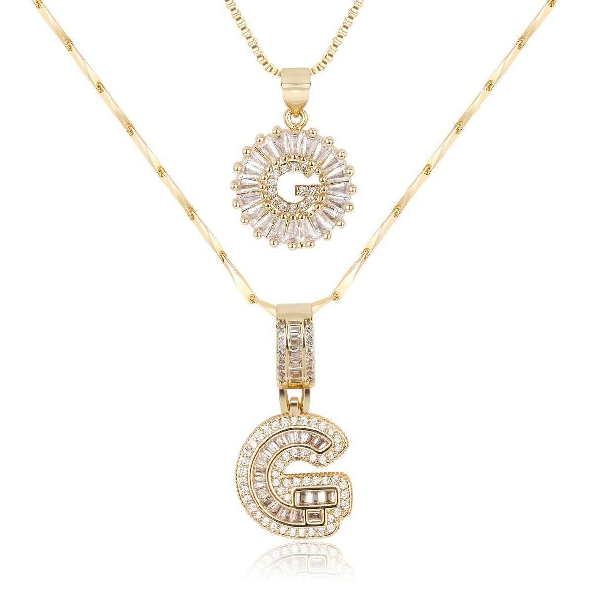 2pc 14k Sparkling Letter Initial Necklaces — product detail