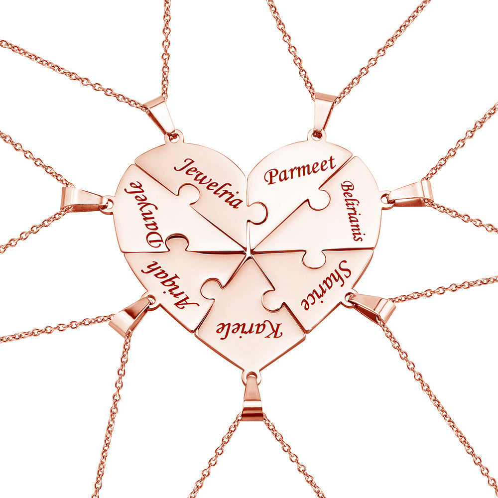 Personalised Family Heart Puzzle Necklace — product detail