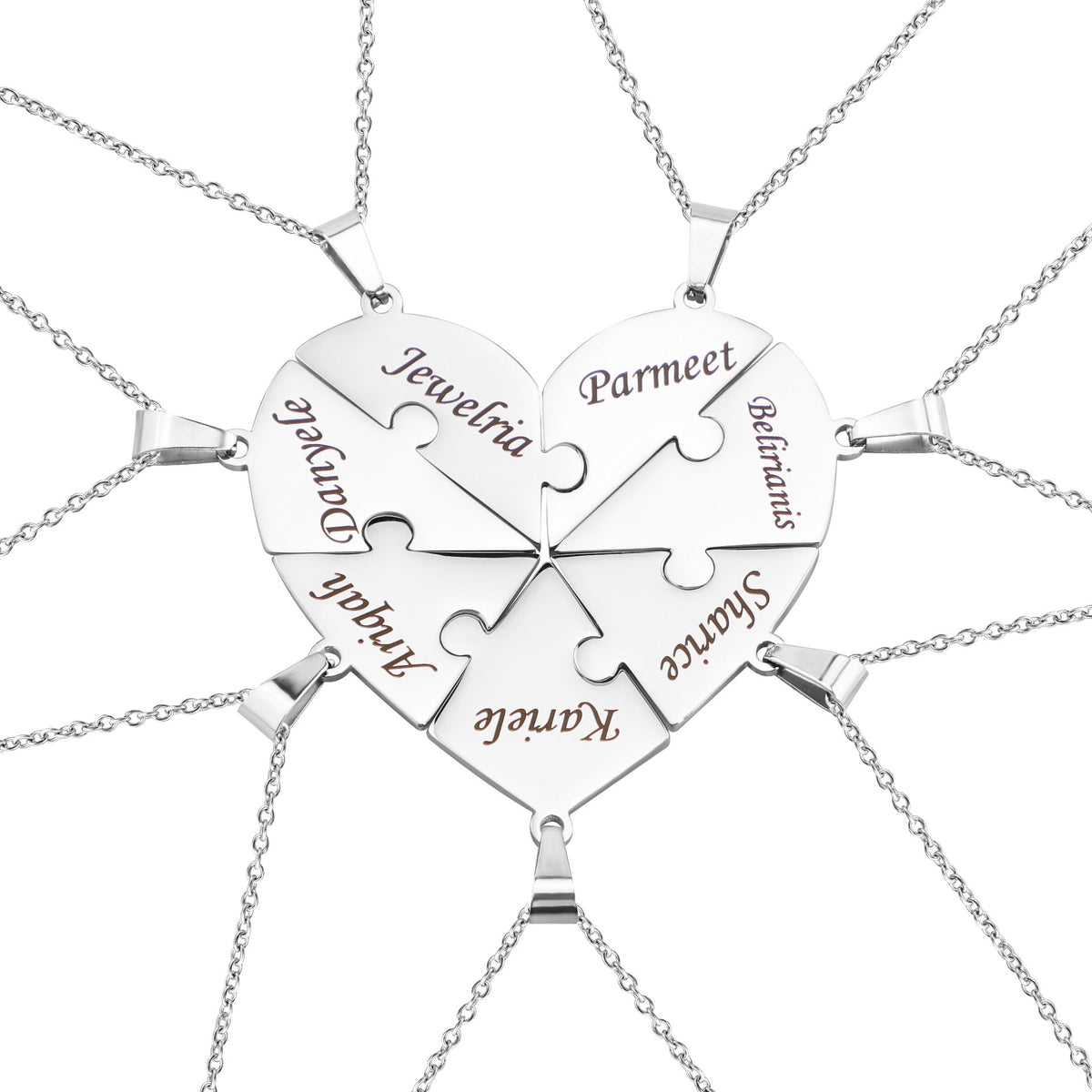 Personalised Family Heart Puzzle Necklace — product detail