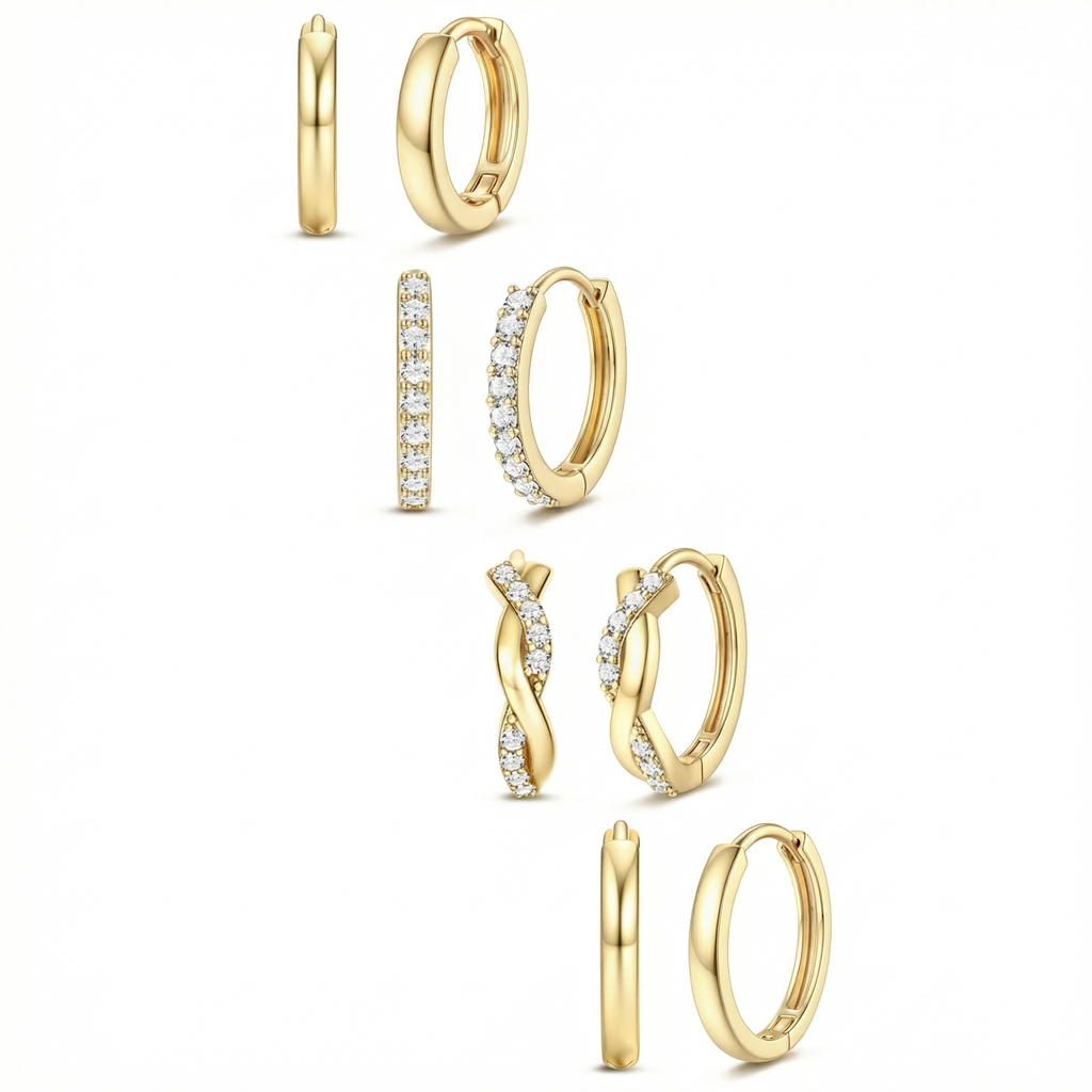 8pc Classic Huggie Hoop Earrings Set — product detail