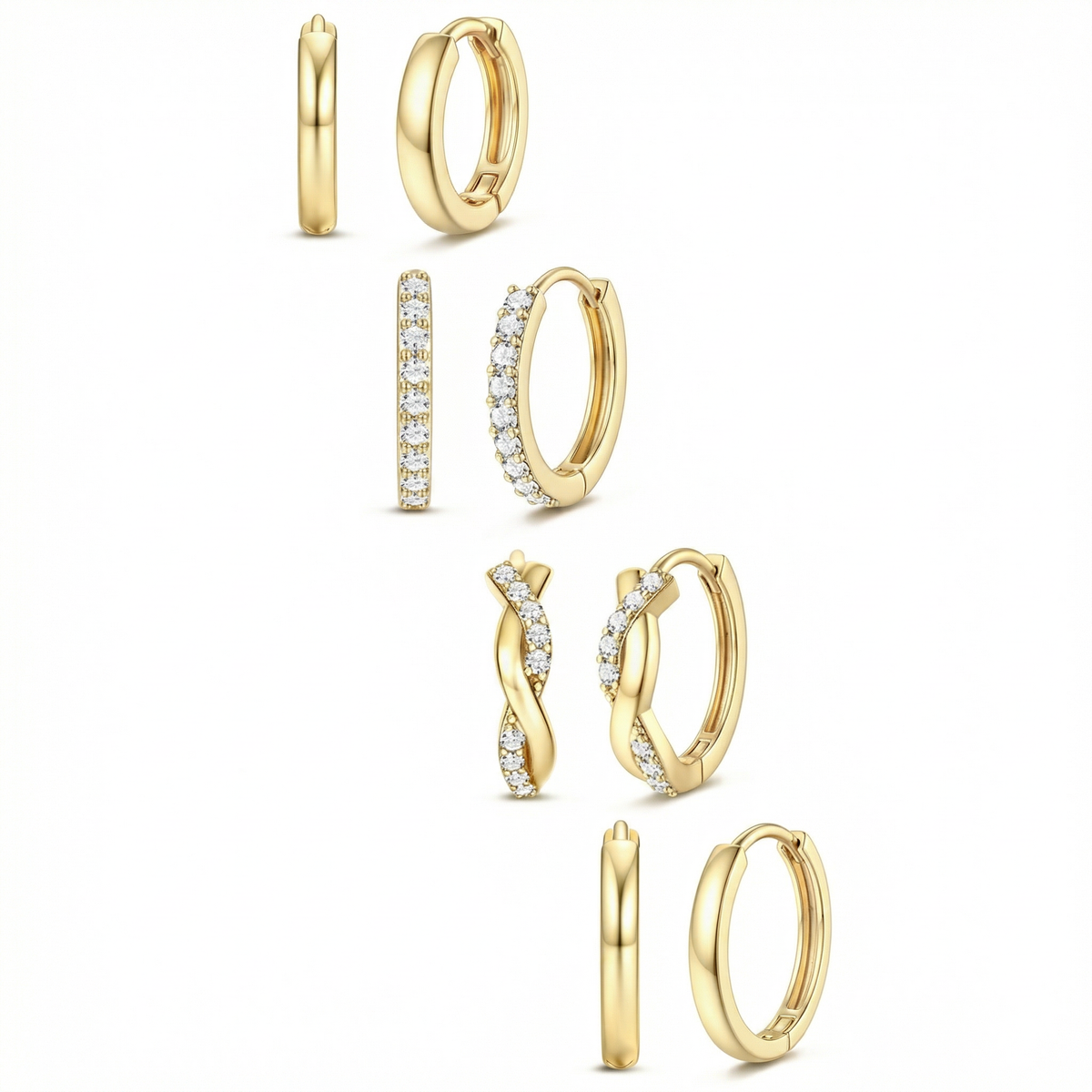 8pc Classic Huggie Hoop Earrings Set — product detail