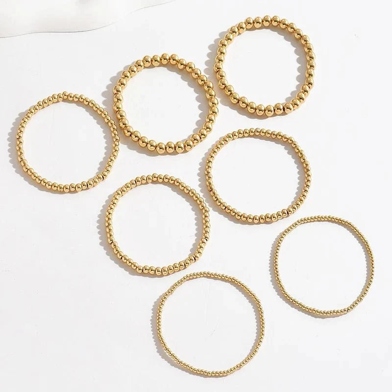 7pcs Gold Beaded Bracelet Stack — product detail
