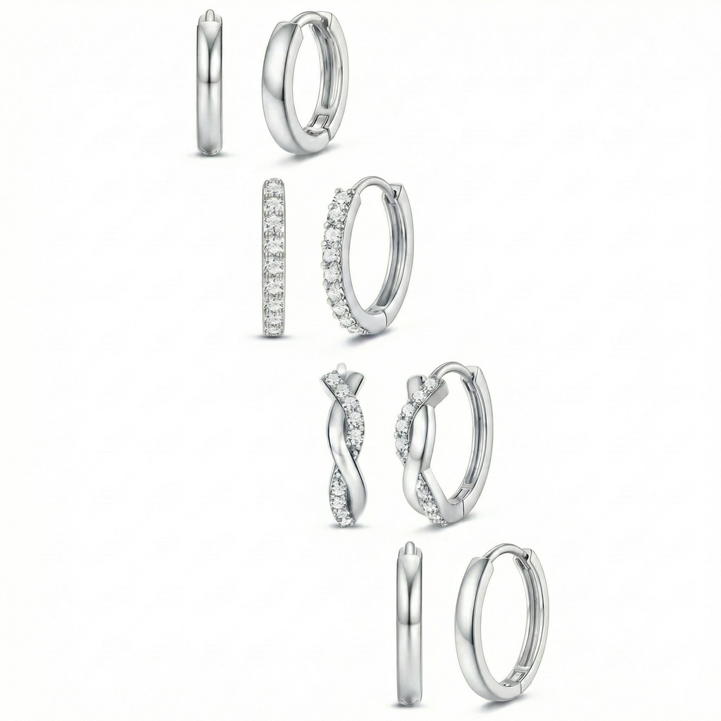 8pc Classic Huggie Hoop Earrings Set — product detail