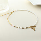 Pearl & Paperclip Chain Letter Initial Necklace — product detail